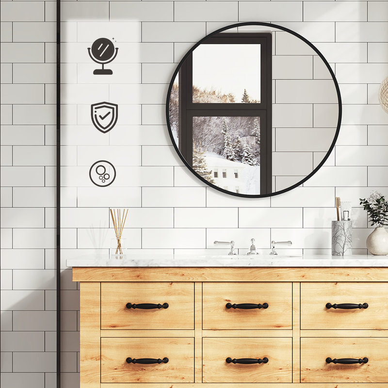 Shantris Metal Wall Mirror, 40 cm H x 40 cm W, Black