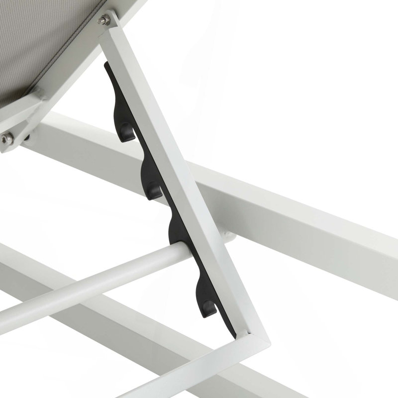 Ensemble de 2 chaises longues d'extérieur en aluminium avec dossier réglable à 5 niveaux et filet en textilène durable pour la piscine