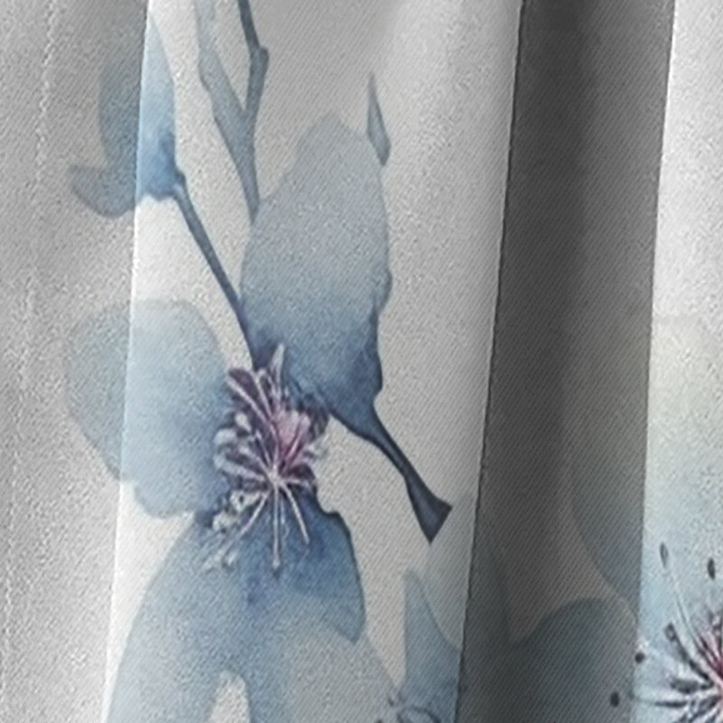 Bleu et blanc cerisier en fleurs saphir - rideau cerise - rideau occultant floral - 1 panneaux, L 52 po x L 84 po