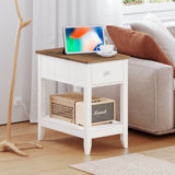 Yoland 23.6'' Tall End Table with Storage and Built-In Outlets