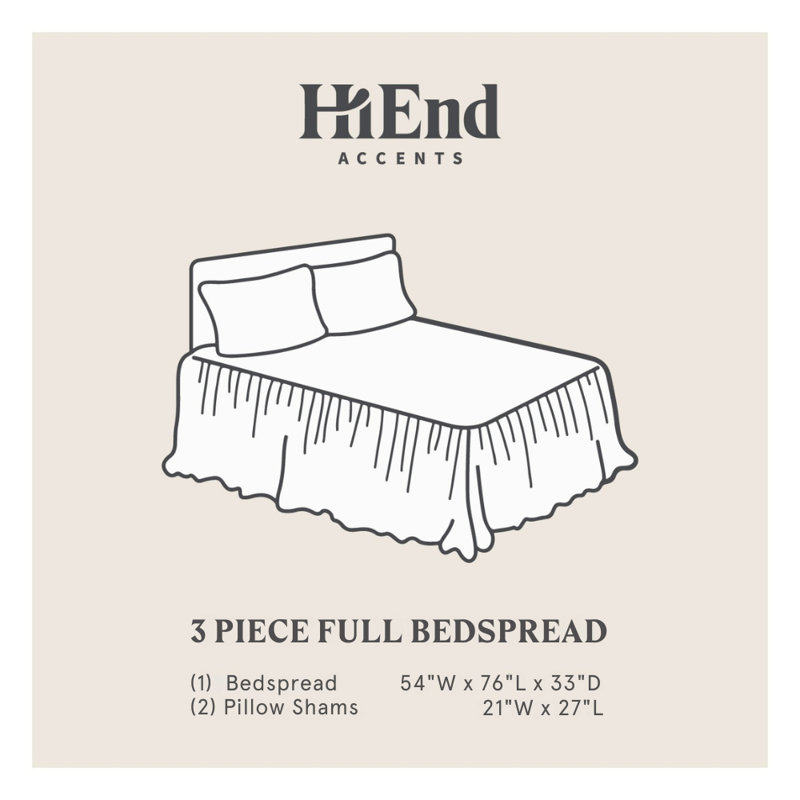 Luna Washed Linen Romantic Classic Chic Casual Modern Rustic Farmhouse Bedspread Set, Full Bedspread + 2 Standard Shams