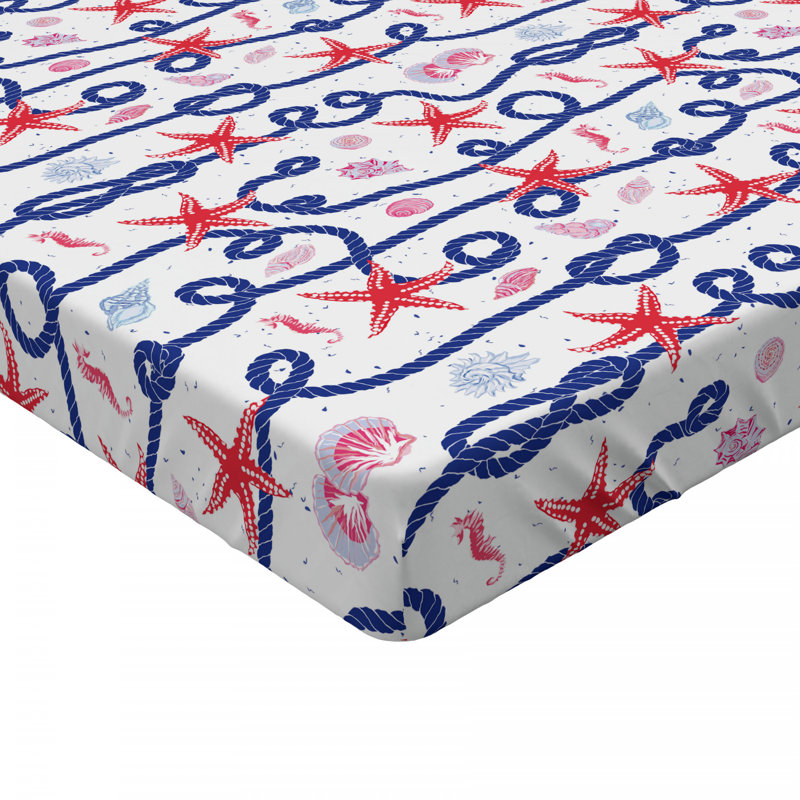 Blue Starfish Print Twin XL Microfiber Fitted Sheet