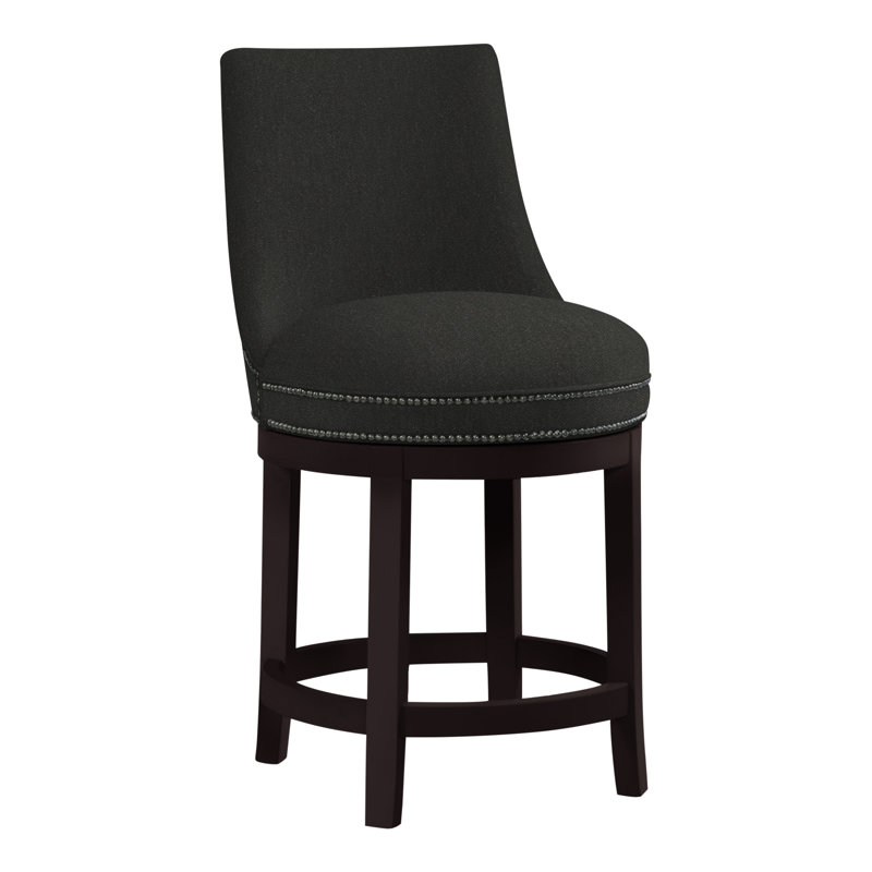 Vesper Upholstered Counter Stool with Solid Wood Frame, Espresso, Perigold Posh Sky