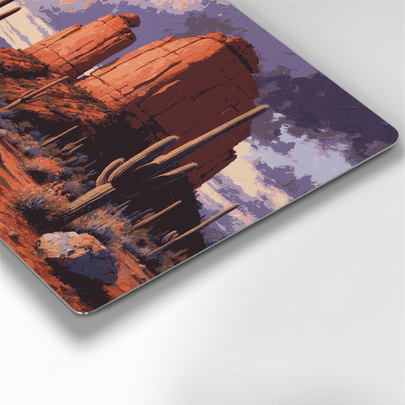 «Southwestern Cowboy Desert Landscape» 66, art mural en métal noir