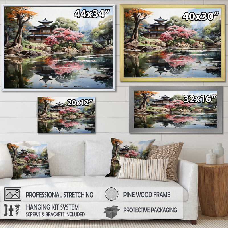 «China Art Zen Garden», art sur toile China Art, H 30 po x l 40 po x P 1,5 po, Toile tendue