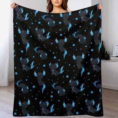 Couverture Axolotls pour adultes, douce, chaude et confortable, en flanelle mi-lourde à motif alimentaire, idéale pour canapé, lit, camping, voyage et décoration intérieure, 152 x 203 cm