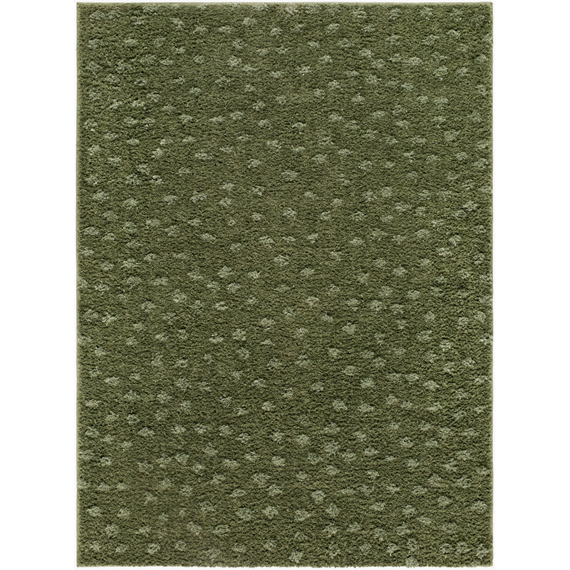 Tapis tissé à la machine Farshid, Rectangle 9 pi x 11 pi 12 po, Vert / Vert foncé