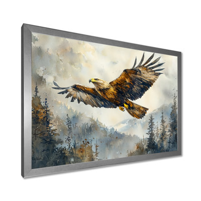 Aigle brun surplombant la vallée - oiseau, art mural