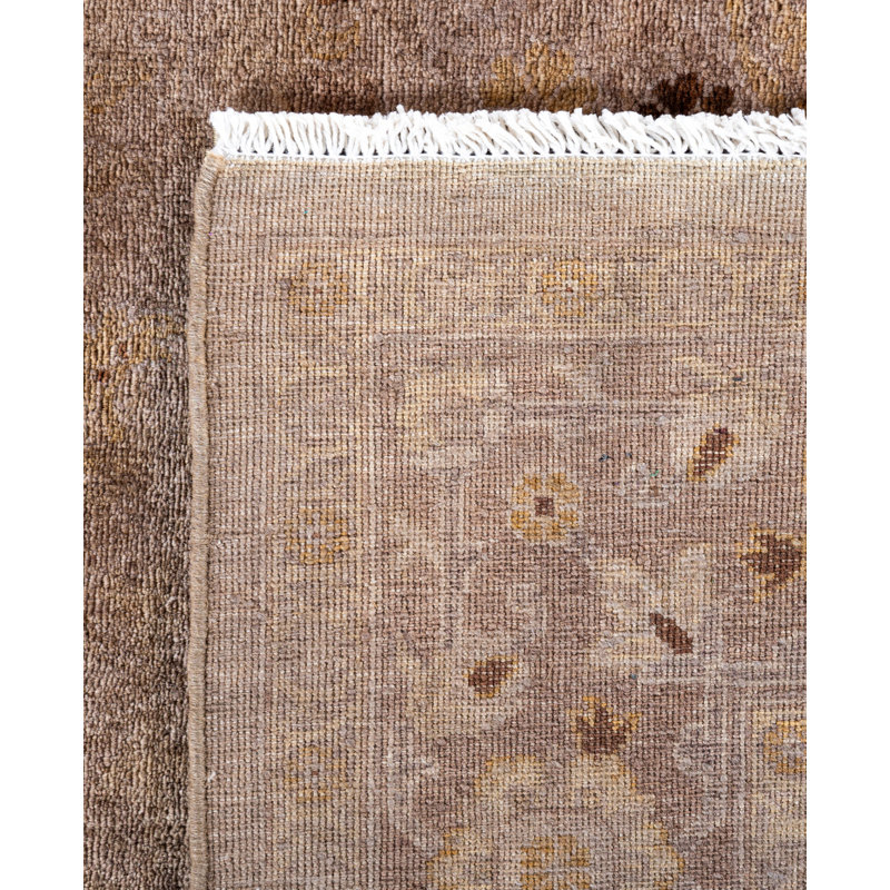 Overdyed Hand-Knotted Wool Modern-Contemporary Brown Runner 4' 0" x 12' 1"