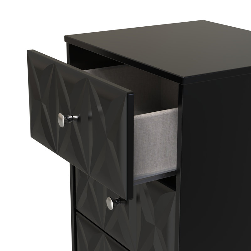 San Jose Bedside Table, Deep Black/Black Matt