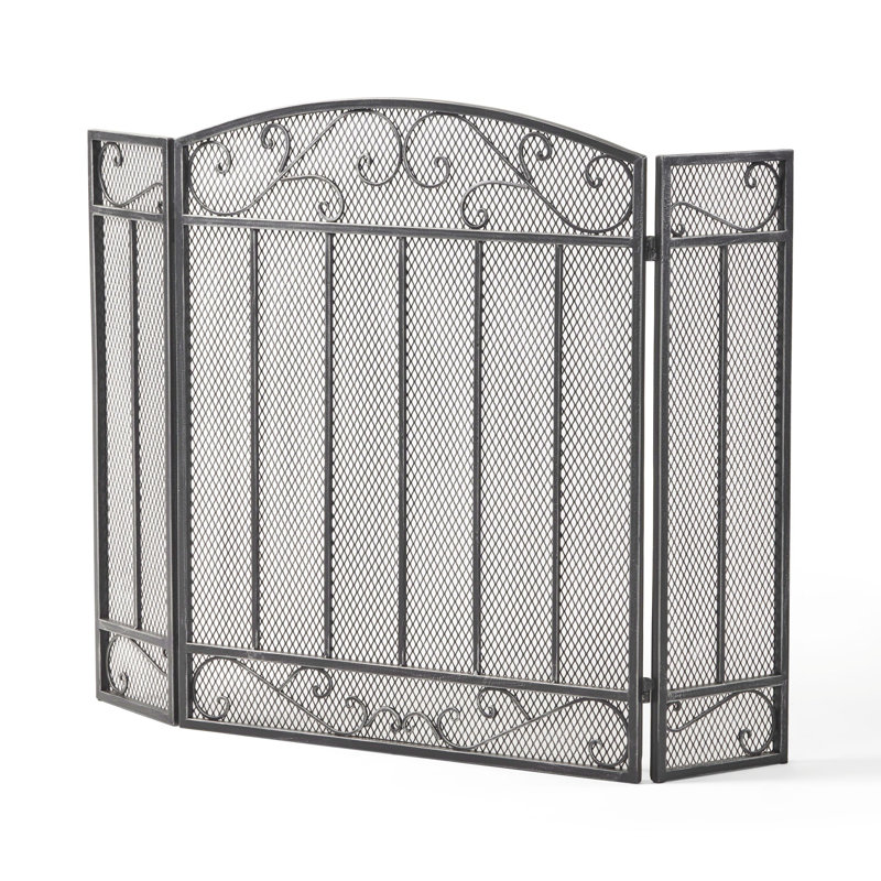 Clay Iron Fireplace Screen, Black/Silver