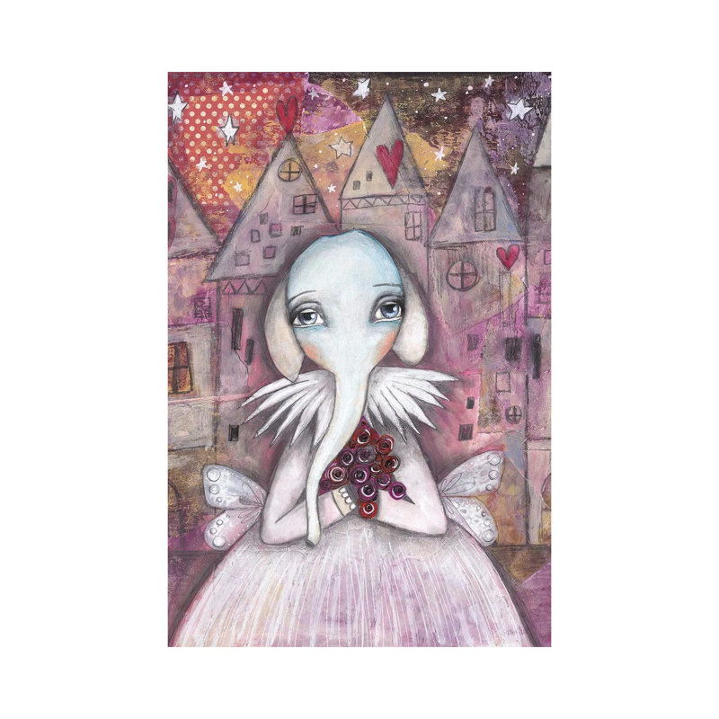 Elephant With Roses by Tamara Laporte - Print on Canvas, 66.04 cm H x 45.72 cm W x 1.91 cm D, Wrapped Canvas