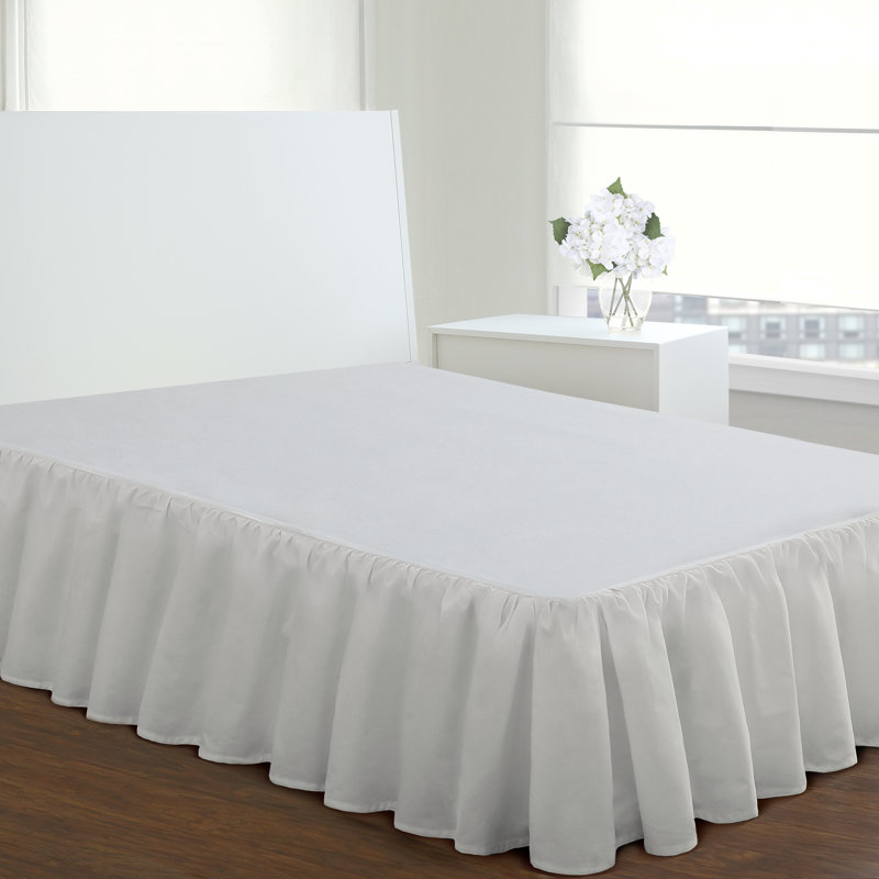 Fresh Ideas Ruffled Poplin Bed Skirt, 14" Drop Length, White, California King