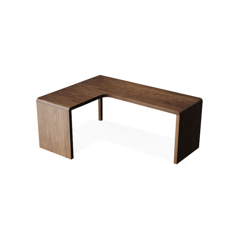Walnut L-Shaped Solid Wood desk, Left Hand Facing, 29.53" H x 70.87" W x 47.24" D