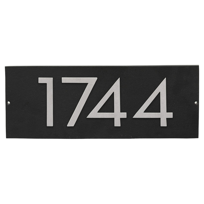 Floating Modern 6" Number Horizontal Address Plaque (4 Characters), Black, Yes, Brushed Aluminum