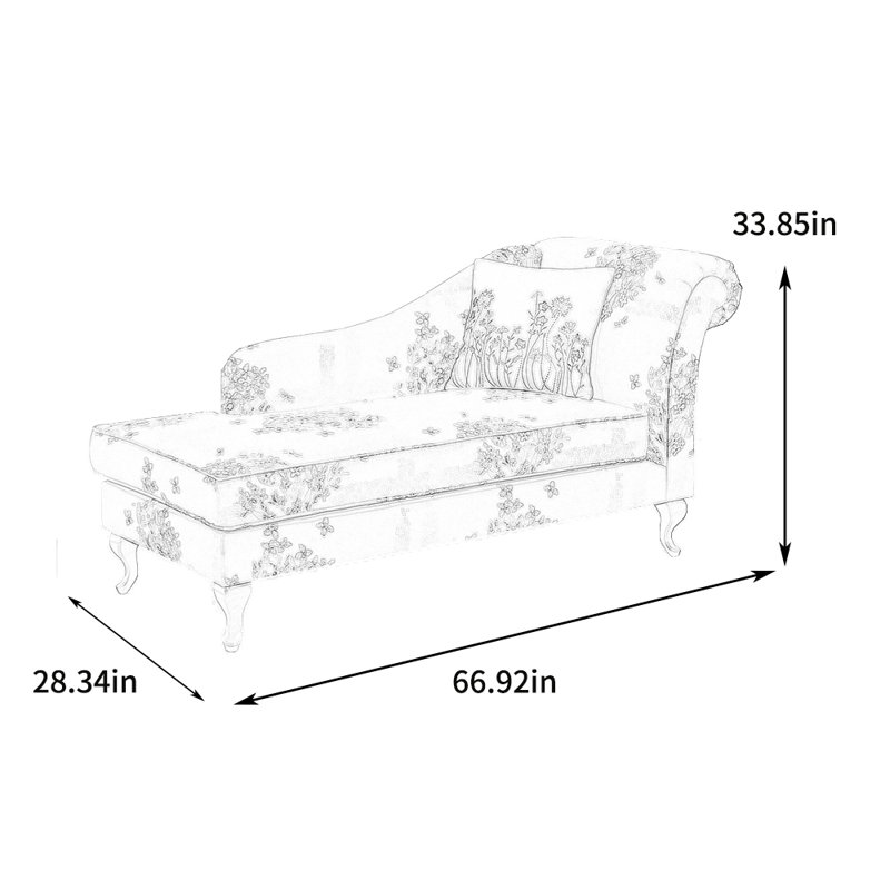 Chaise longue rembourrée Tabathia, Mélange de polyester jaune, Chaise longue à accoudoir droit
