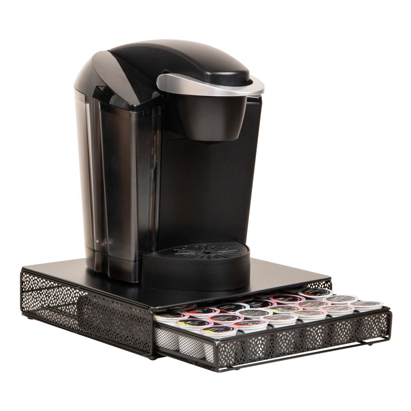 Tiroir pour dosette de café simple, capacité de 36 dosettes, organisateur de comptoir, séparateurs amovibles, métal, noir