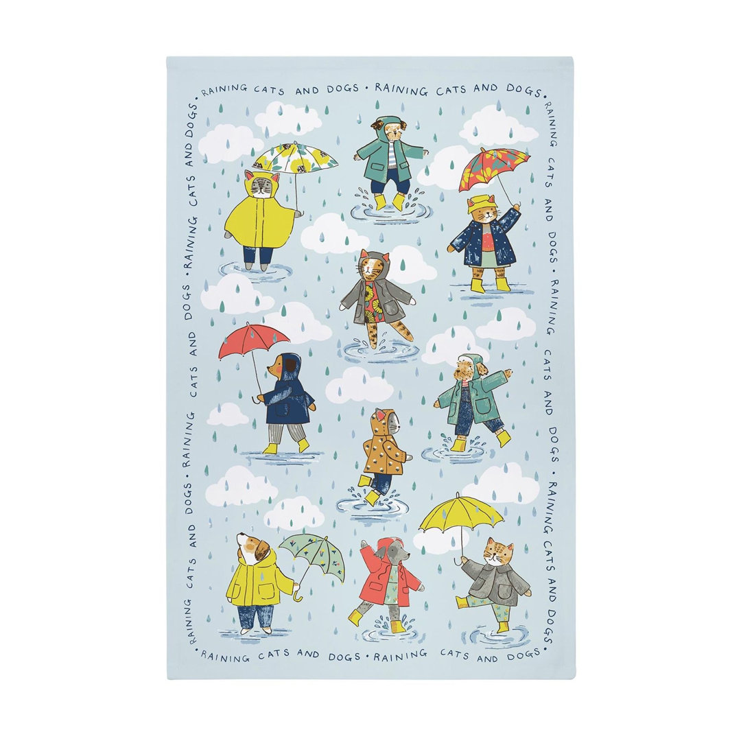 Ulster Weavers, ""Raining Cats & Dogs"", Printed cotton tea towel. - Image 5
