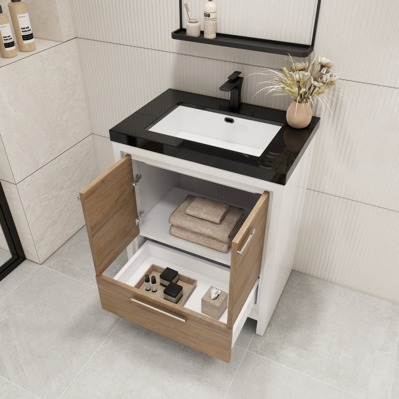 Ensemble de meuble-lavabo simple 30 po Enochville, Chêne blanc