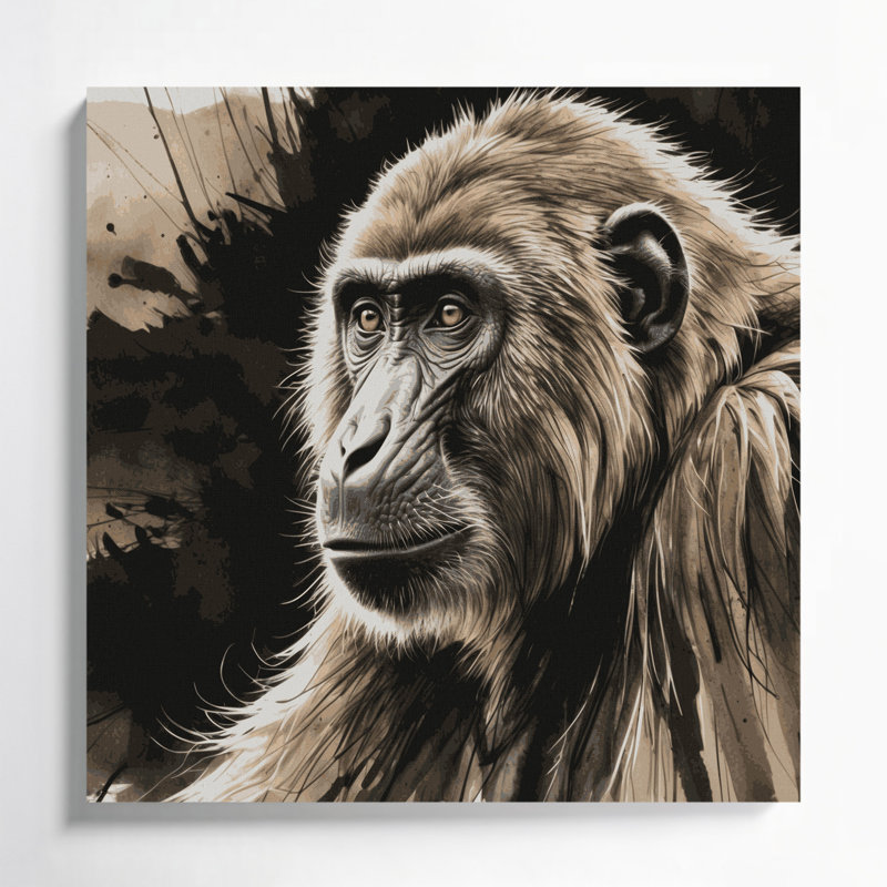 Art animalier sur toile brun, H 32 po x l 32 po
