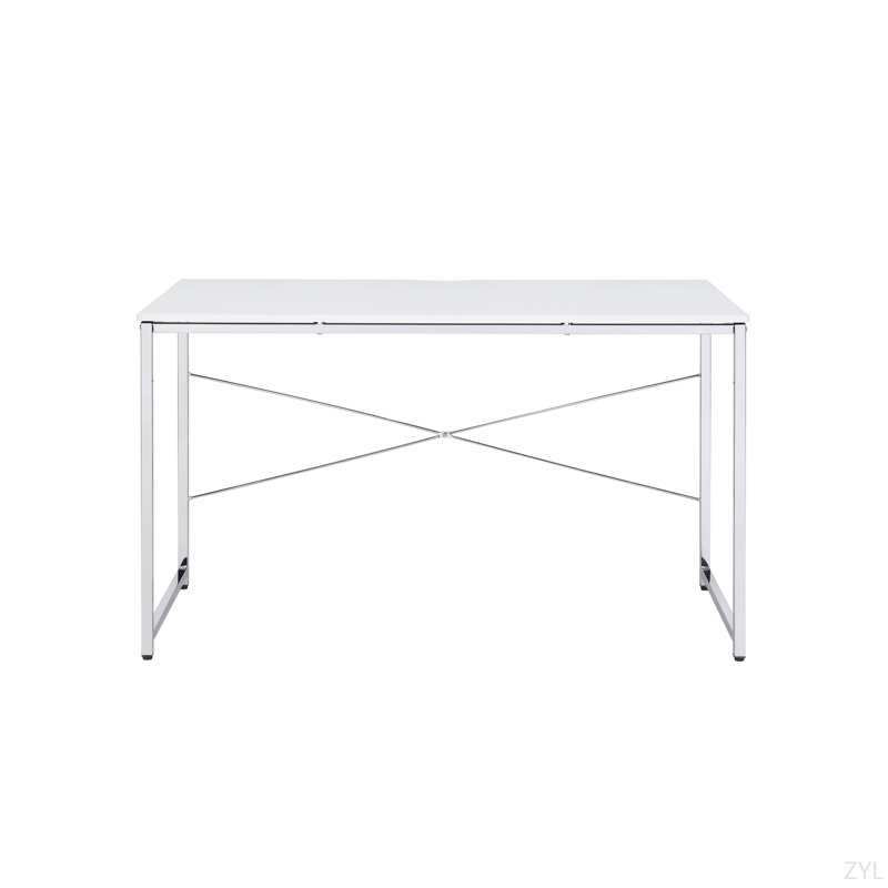 Tennos Chrome Finish Writing Desk, White/Silver
