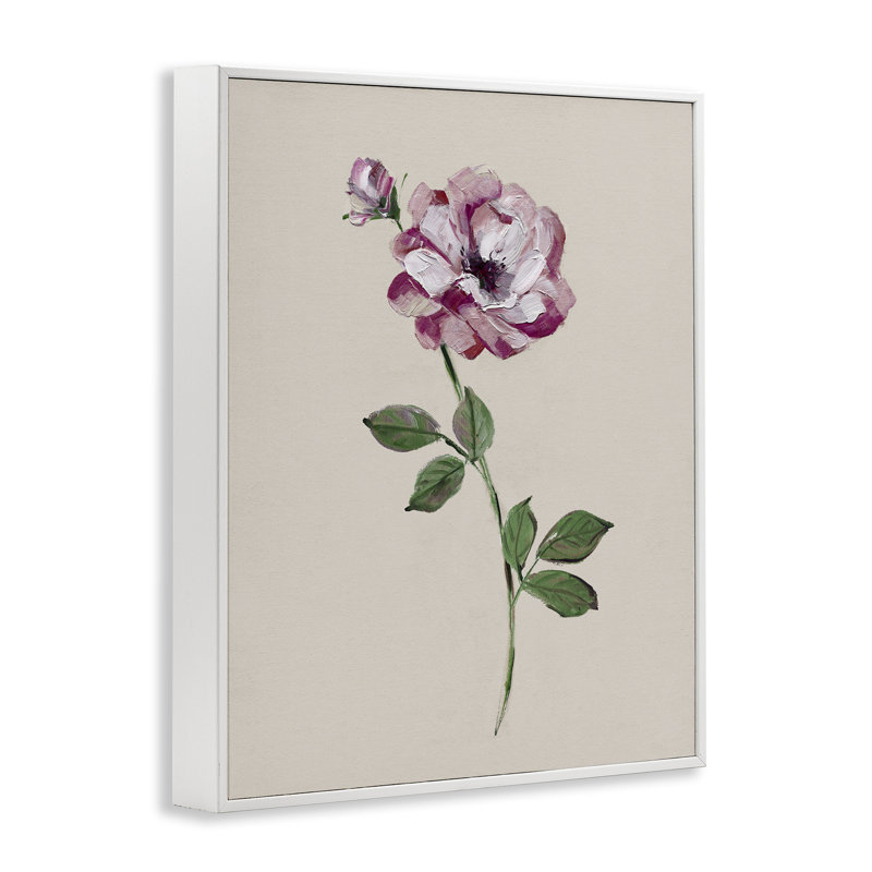 Giclée encadrée Jewel Rose Sprig, design par Sally Swatland, H 14 po x l 11 po, Estampe numérique encadrée blanc bord de mer