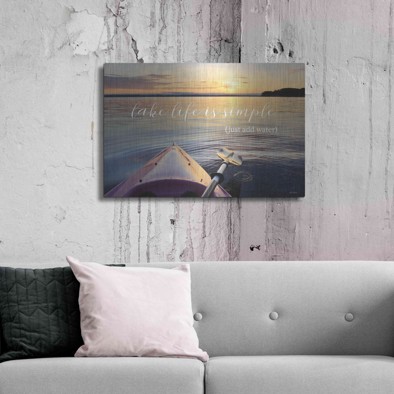 «Lake Life is Simple» par Lori Deiter, art mural en métal,, H 24 po x l 36 po