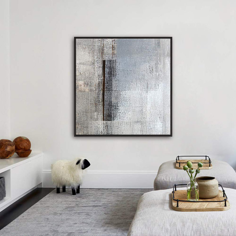 Noir, gris et blanc, H 24 po x l 24 po x P 1,5 po, Noir
