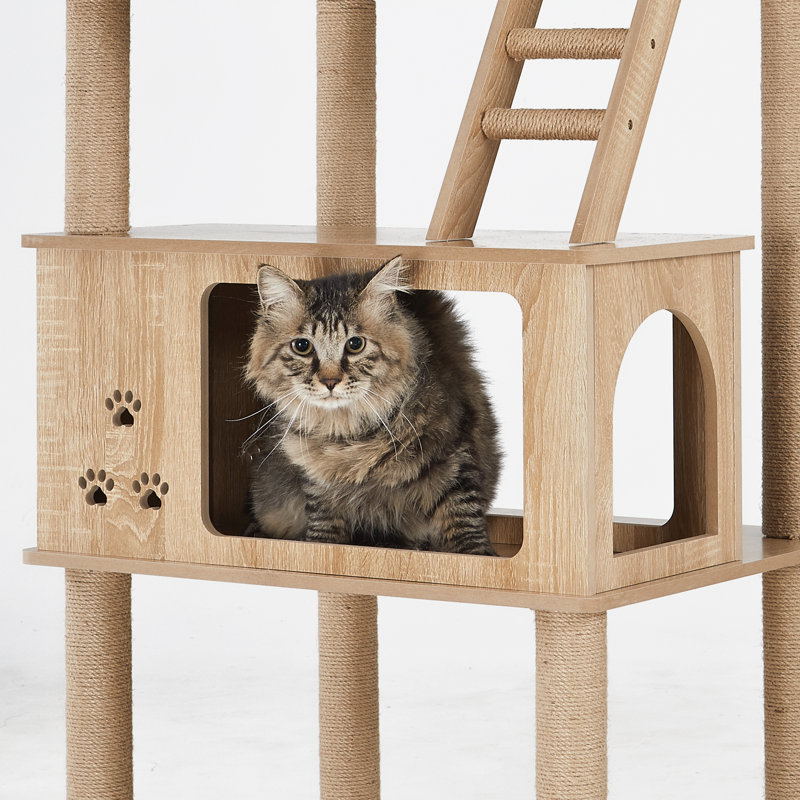 73” Modern Wooden Cat Tree