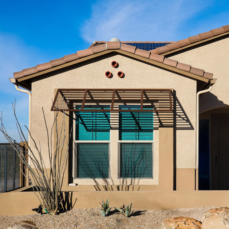 Awntech Bahama Shutter Metal Fixed Awning, Copper, 24" H x 80" W x 24" D
