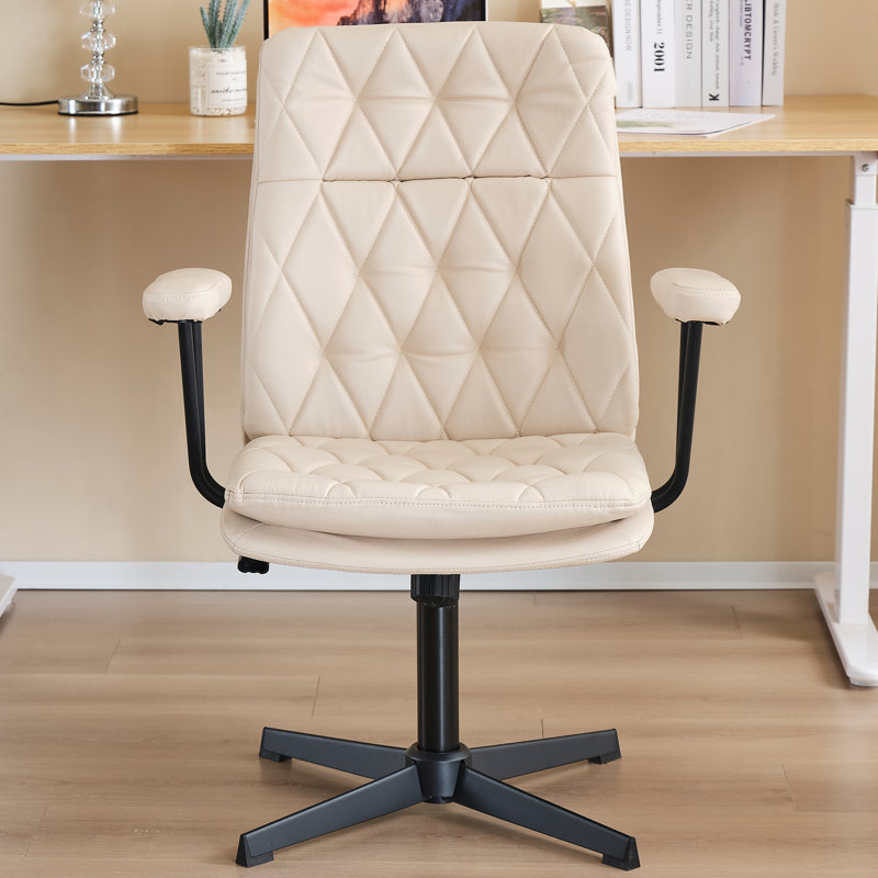 Fauteuil de direction en cuir avec accoudoirs, Blanc