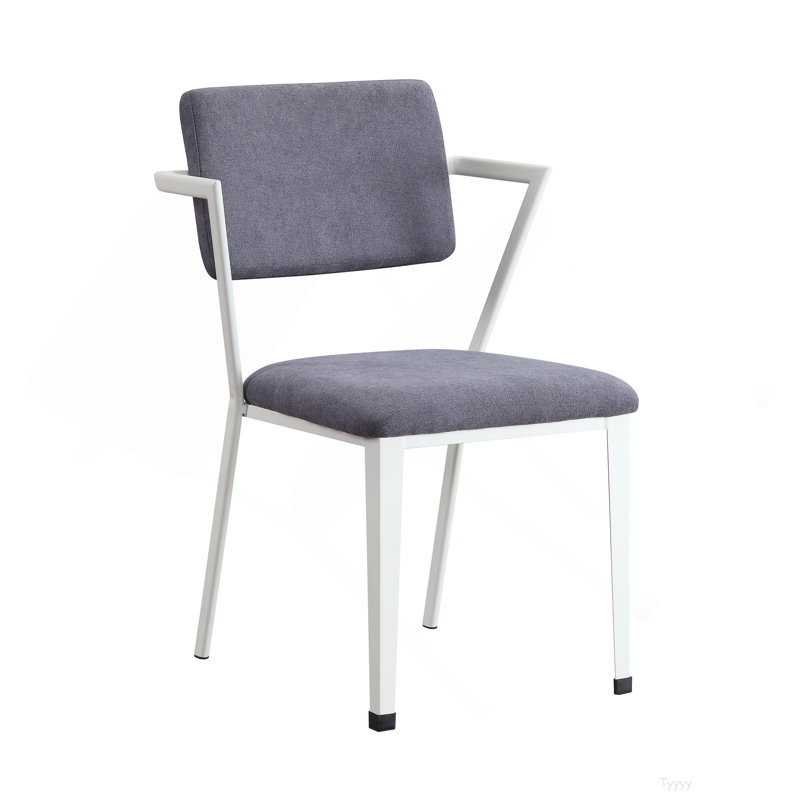 Chaise de bureau en tissu gris cargaison et finition blanche, Blanc