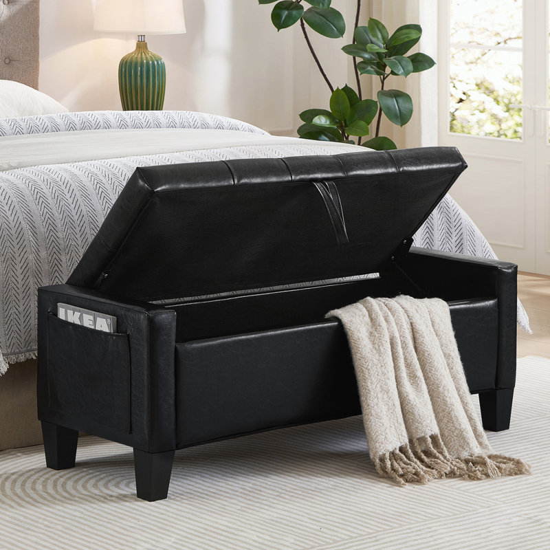 Banc de hall d'entrée rembourré avec sièges pour chambre à coucher, salon, Black, Black