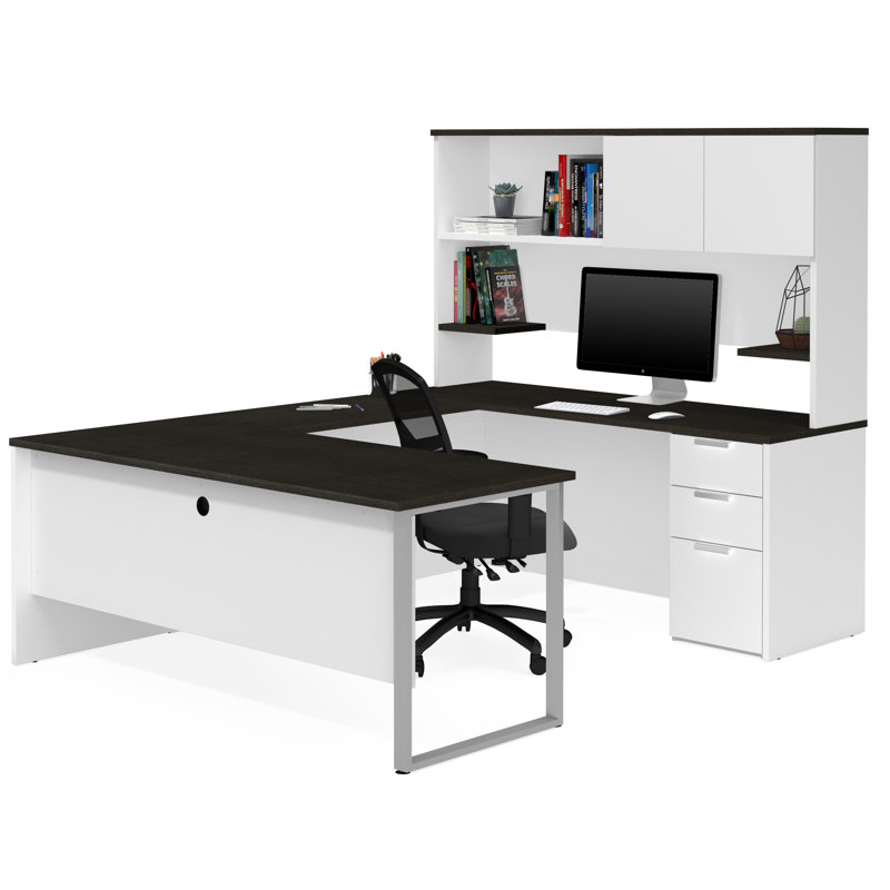 Glidden U-Shaped Executive Desk, White