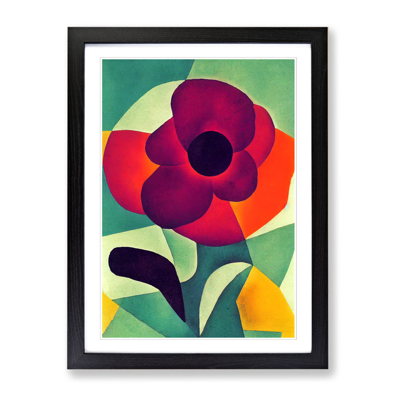 Peony Flower In Abstract - Single Picture Frame Print, 64cm H x 46cm W x 2cm D, Oak