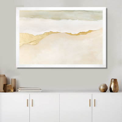 Or et blanc, horizon tropical sur la plage - Tableau abstrait encadré