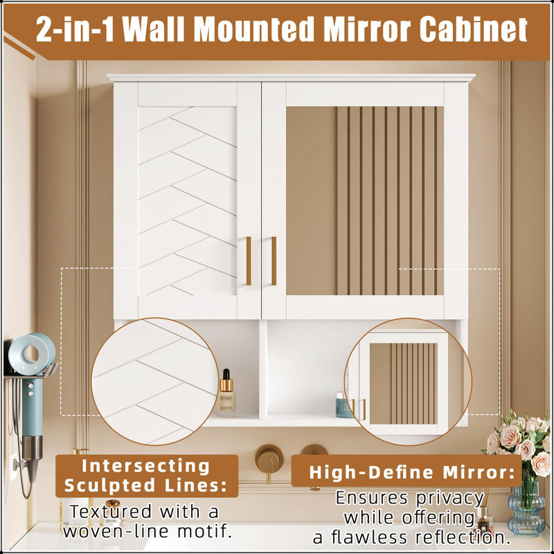 W H Medicine Cabinet Mirror, White