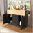 55.7" Large Kitchen Island with Double Drop Leaf and Power Outlet – Black-129895300