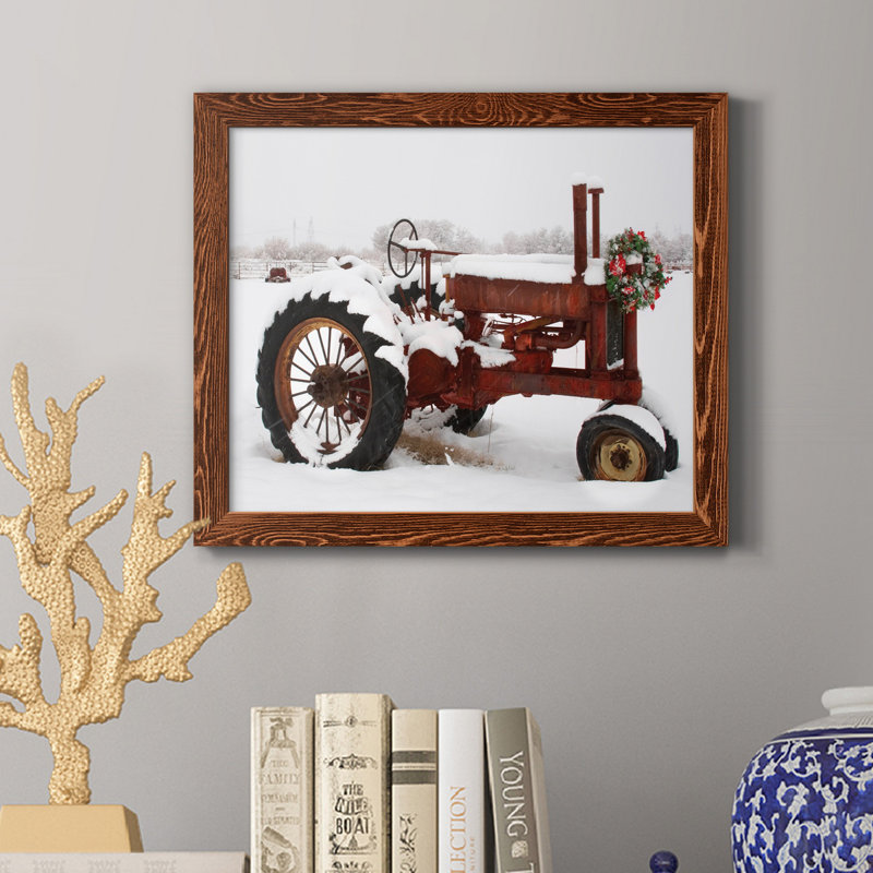 Christmas Tractor - Reproduction de photo sur toile encadrée, H 24 po x l 18 po x P 1,5 po, Érable