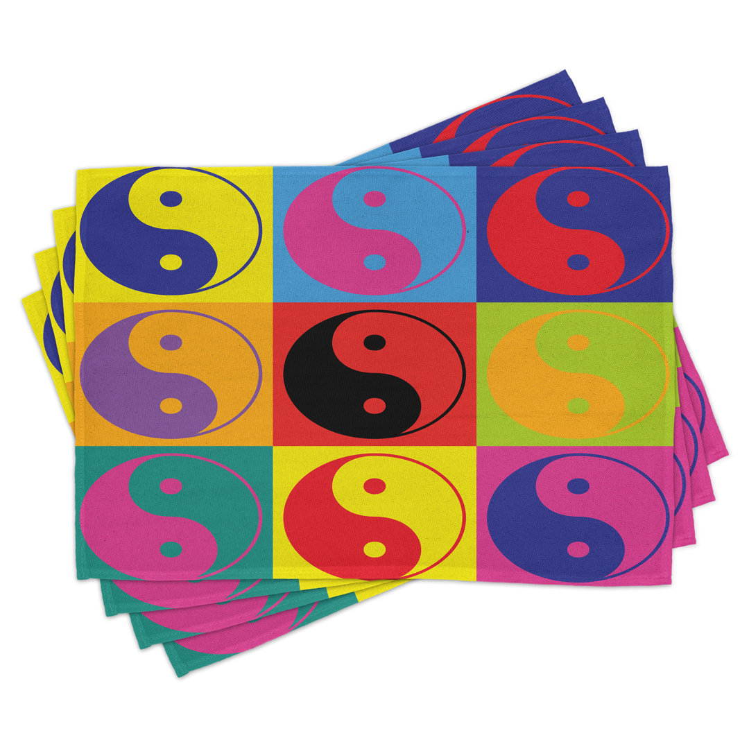 Platzdeckchen 4er Set, Ying Yang Hippie, Multicolor