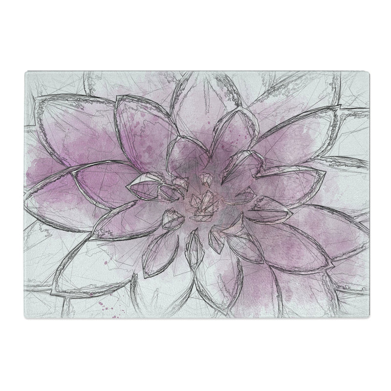 Tempered Glass Pink Dahlia Flower Chopping Board, 28.5 cm x 39 cm