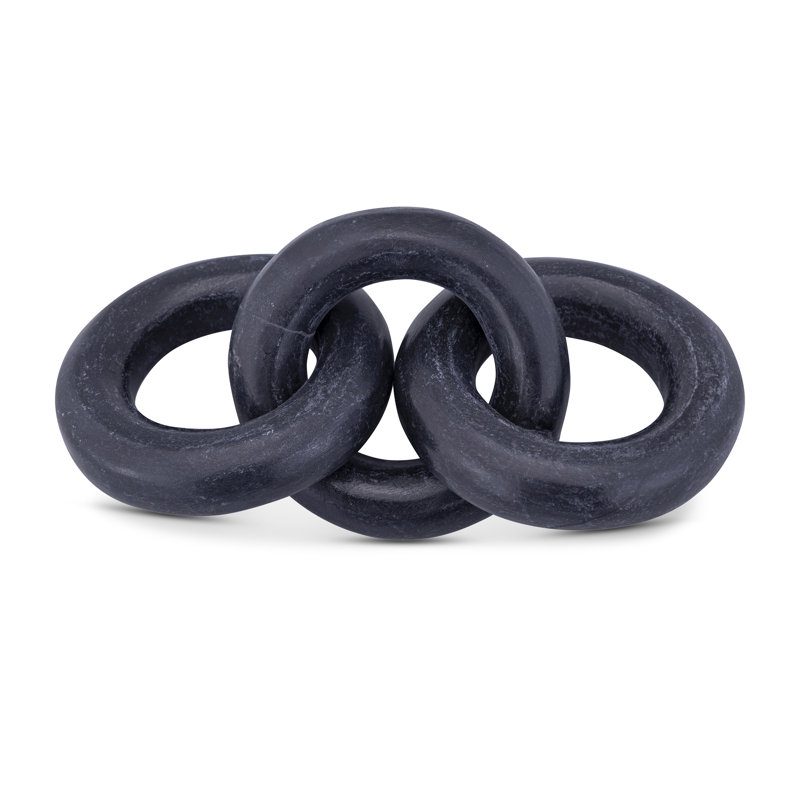 Rings Marble Decorative Object, Black