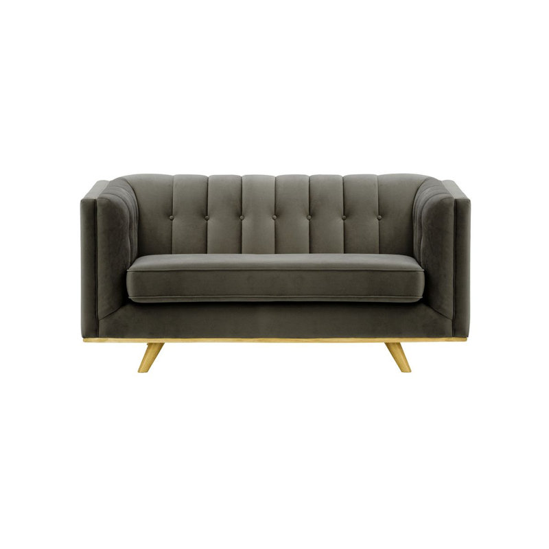 Afsheen 2-Seater Velvet Sofa, 2, Grey