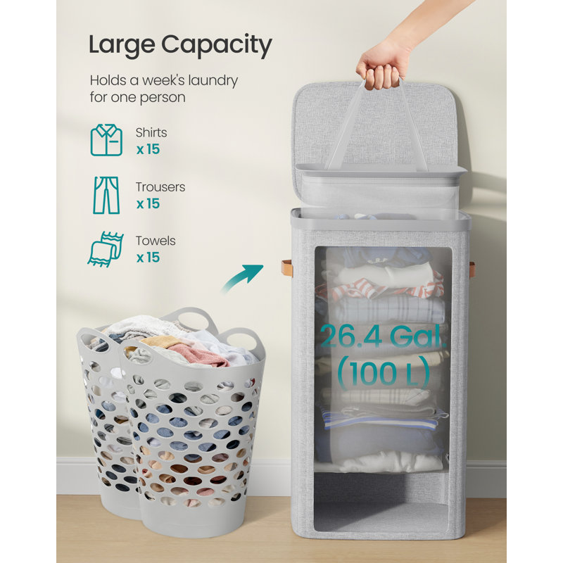 Fabric Laundry Hamper, Grey