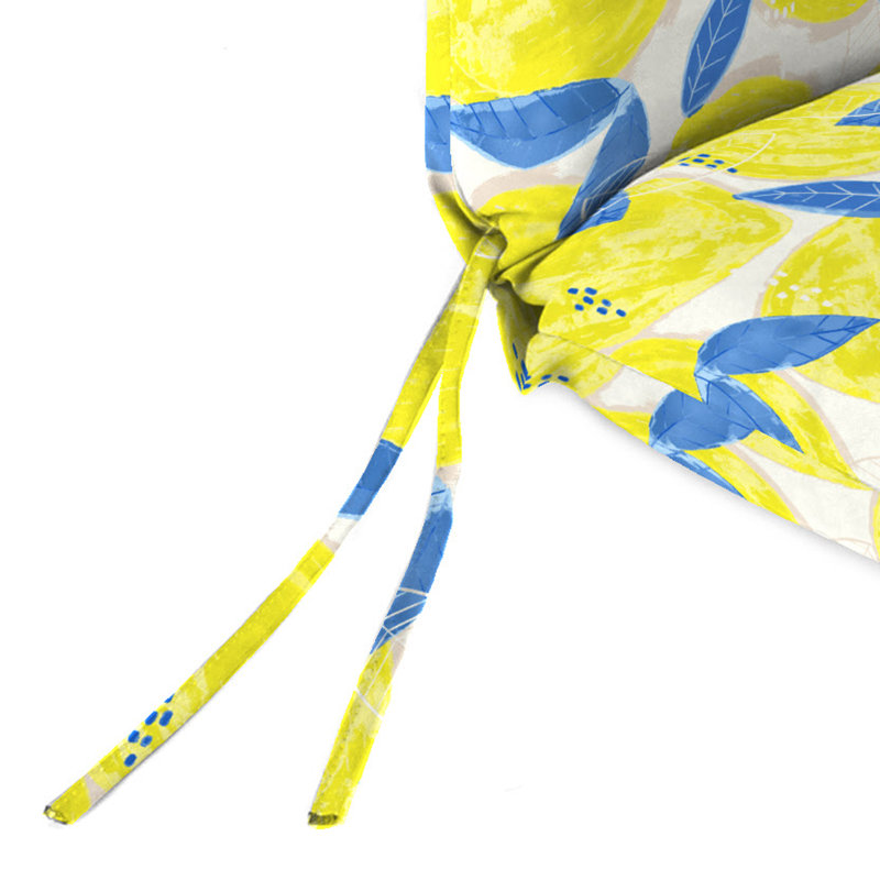 22" x 44" Outdoor Chair Cushion with Ties and Loop, Greek Lemon