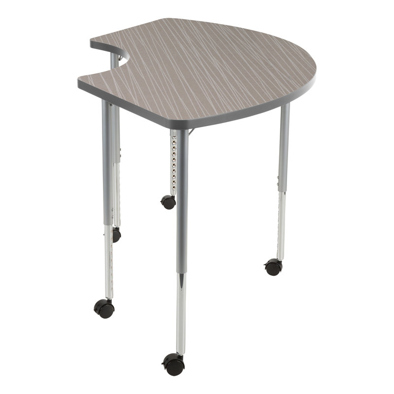 Structure Series 1/3 Round 65" x 30" Adjustable Height Mobile Collaborative Activity Table with Casters, Cosmic Strandz