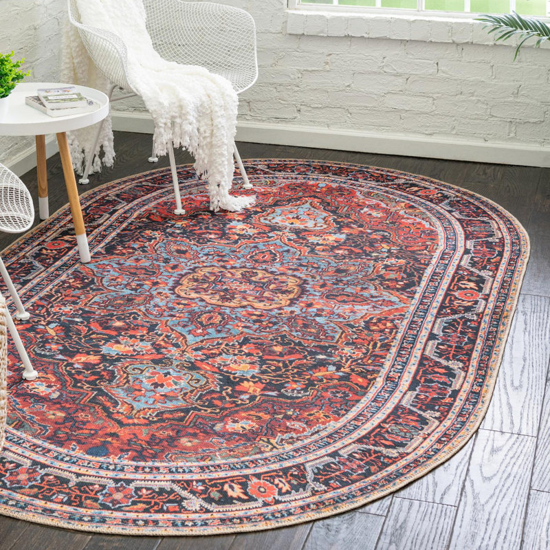 Gamero Chenille Geometric Indoor Rug, Oval 7'6" x 10'6"