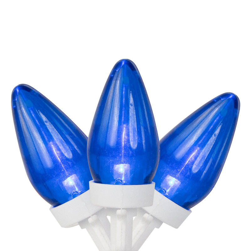 25 lumières DEL de Noël blanc chaud C7 25 fils, fil blanc de 16 pi, Bleu