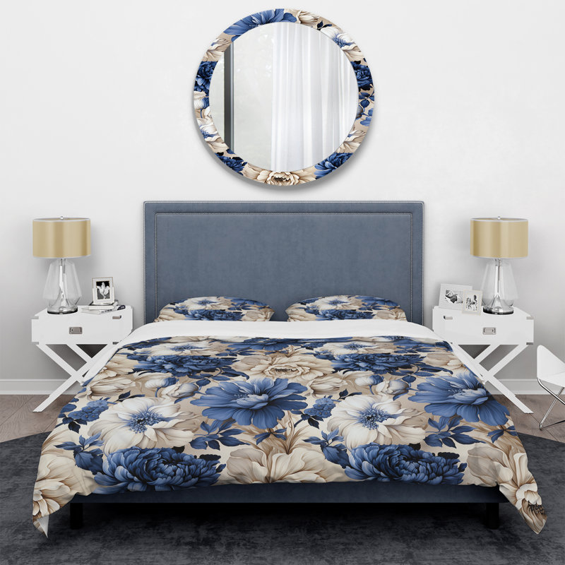 Ensemble de housse de couette Blue Renaissance Florals Victorian, Housse de couette pour très grand lit et 2 très