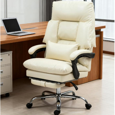 Chaise de bureau rembourrée à dossier haut avec repose-pieds